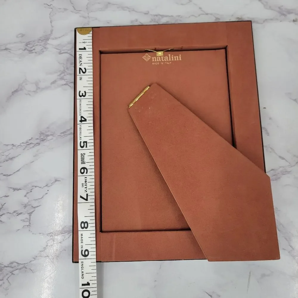 Natalini Italian 5×7 Striped Wooden Picture Photo Frame - Brown and Cream Wood